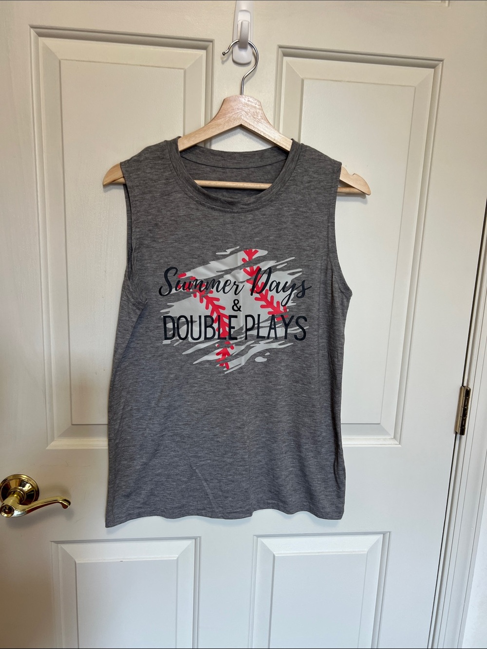 Sleeveless 'Summer Days & Double Plays' Graphic Tank - Gray